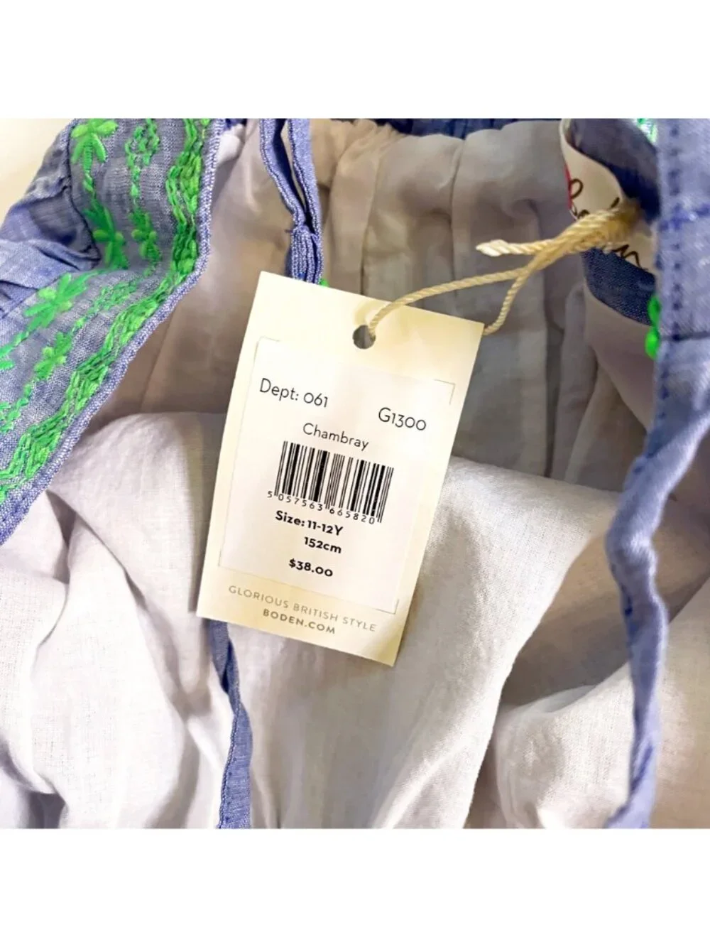 NWT Mini Boden Chambray Floatie Tank Top, Size 11/12